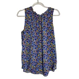 Gap Women's Blue Floarl Tank Blouse Sz M Boho Flowy